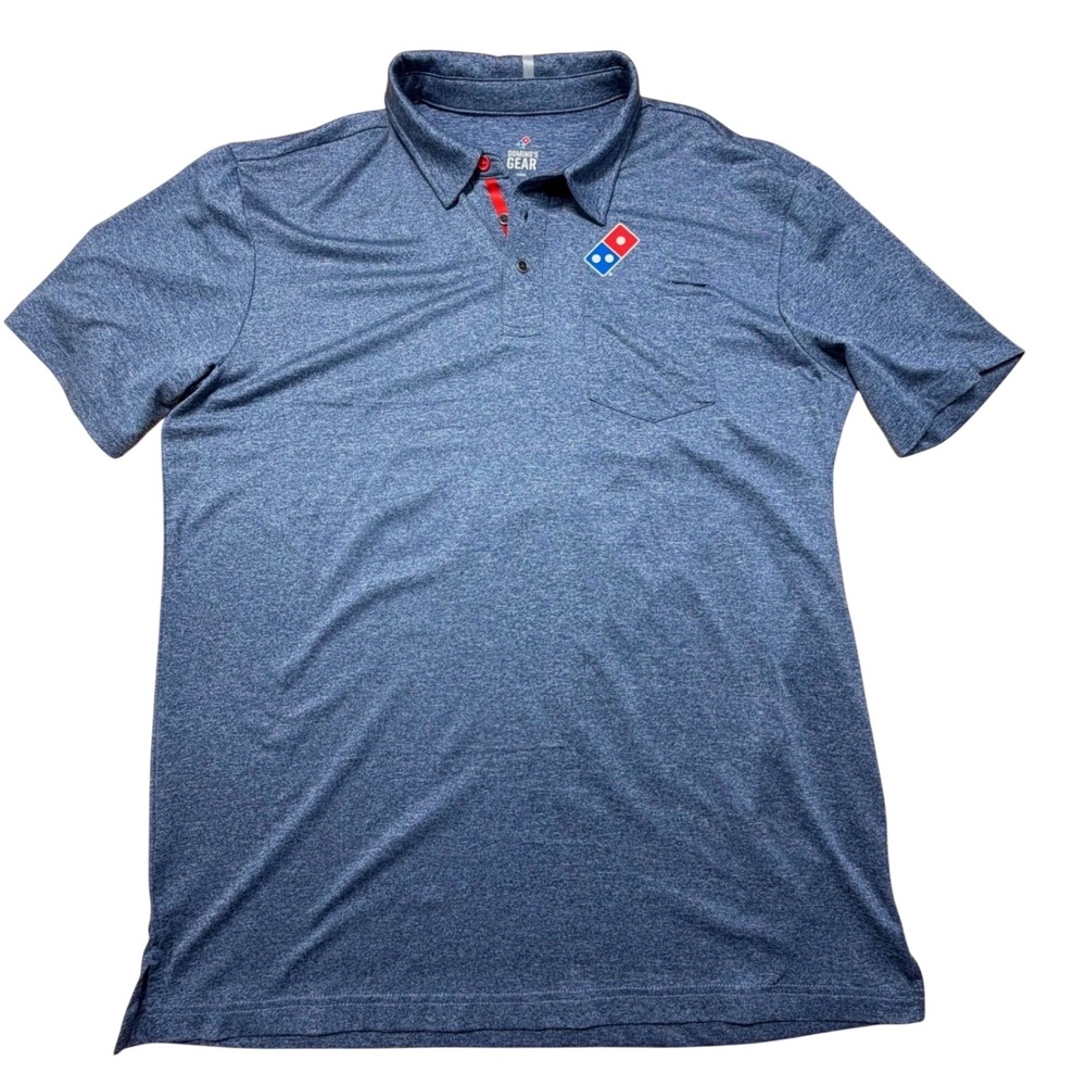 Domino's Pizza Gear Polo Shirt Large Bue Gray Performance Uniform